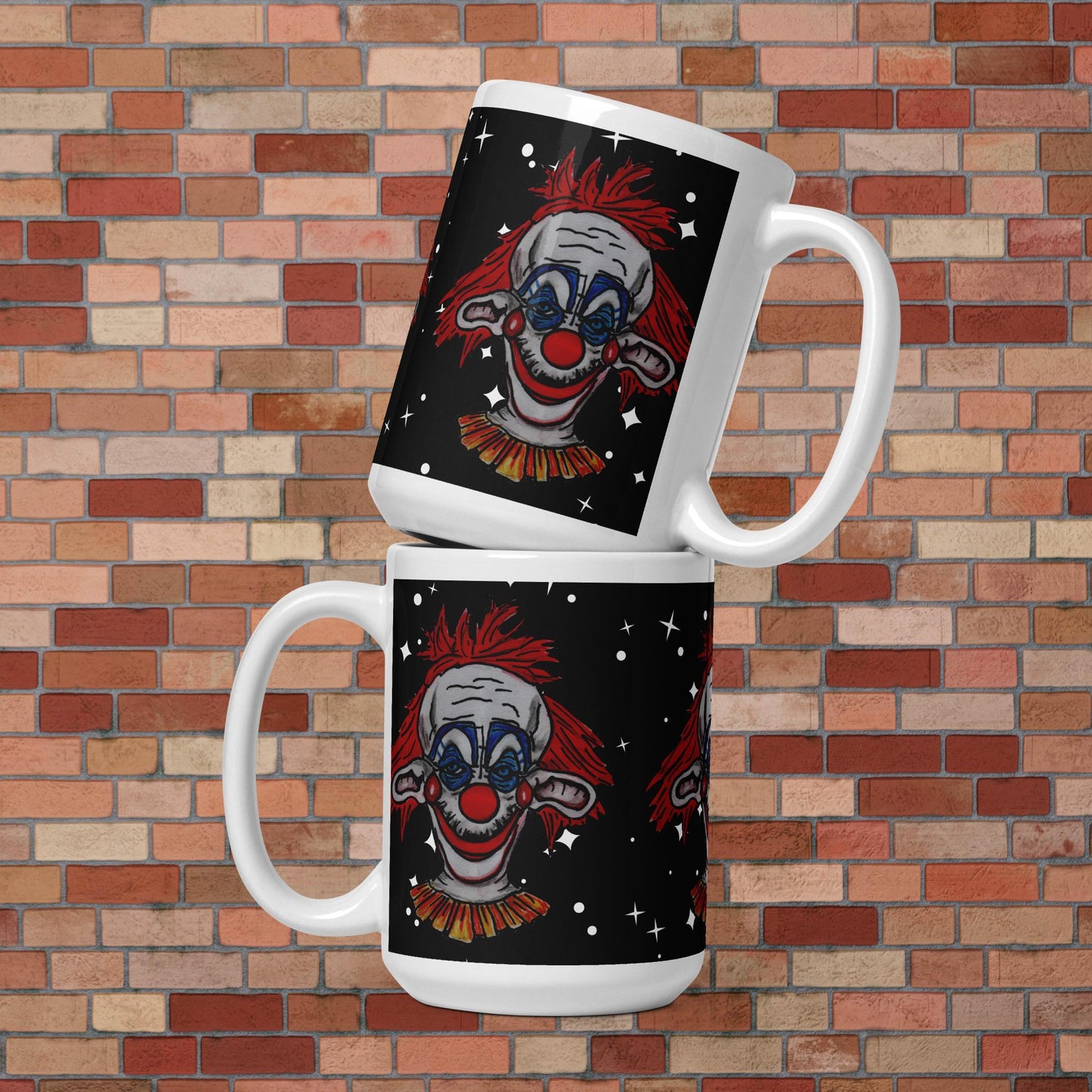 Red Clown White glossy mug