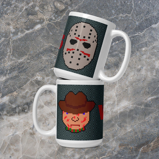 Freddy Vs Jason White glossy mug