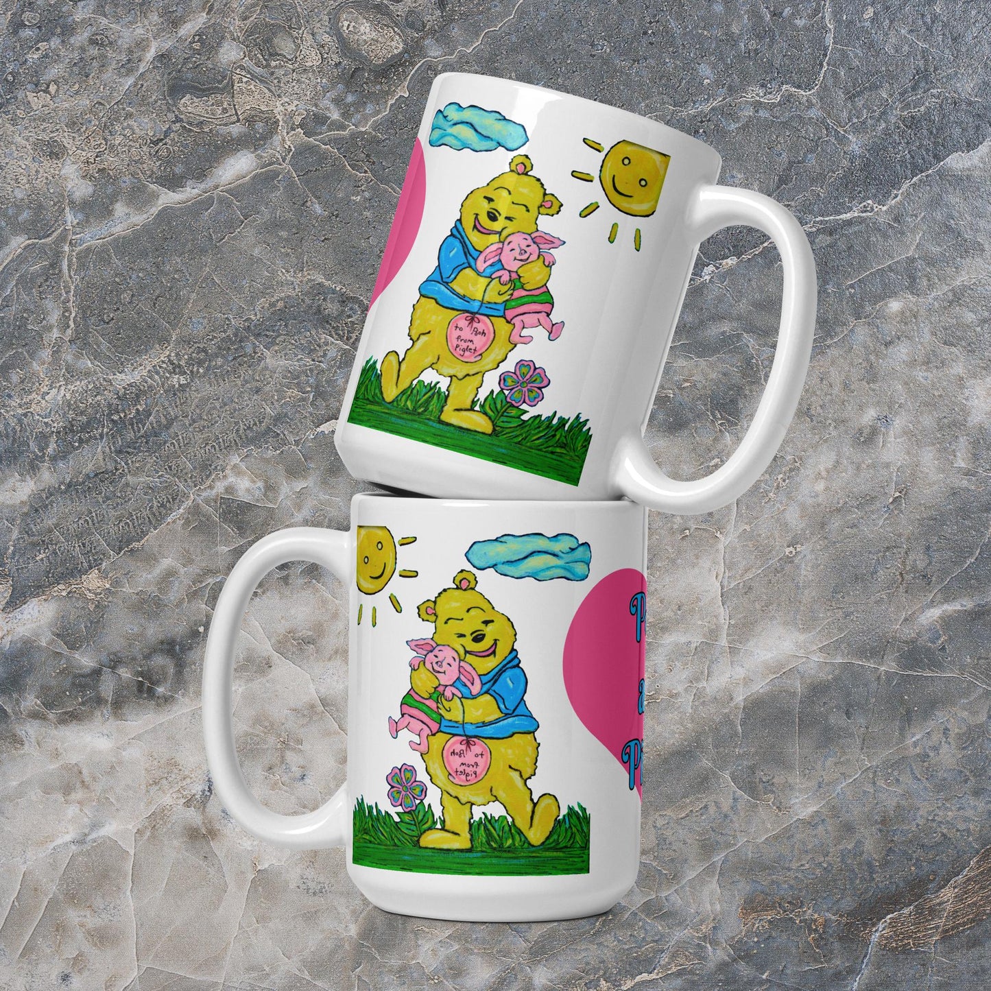 Pooh and Piglet White glossy mug