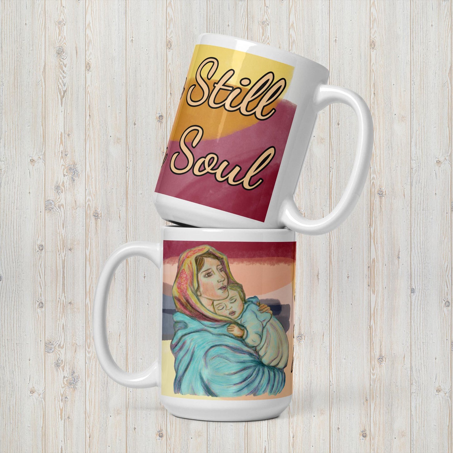 Be Still My Soul White glossy mug