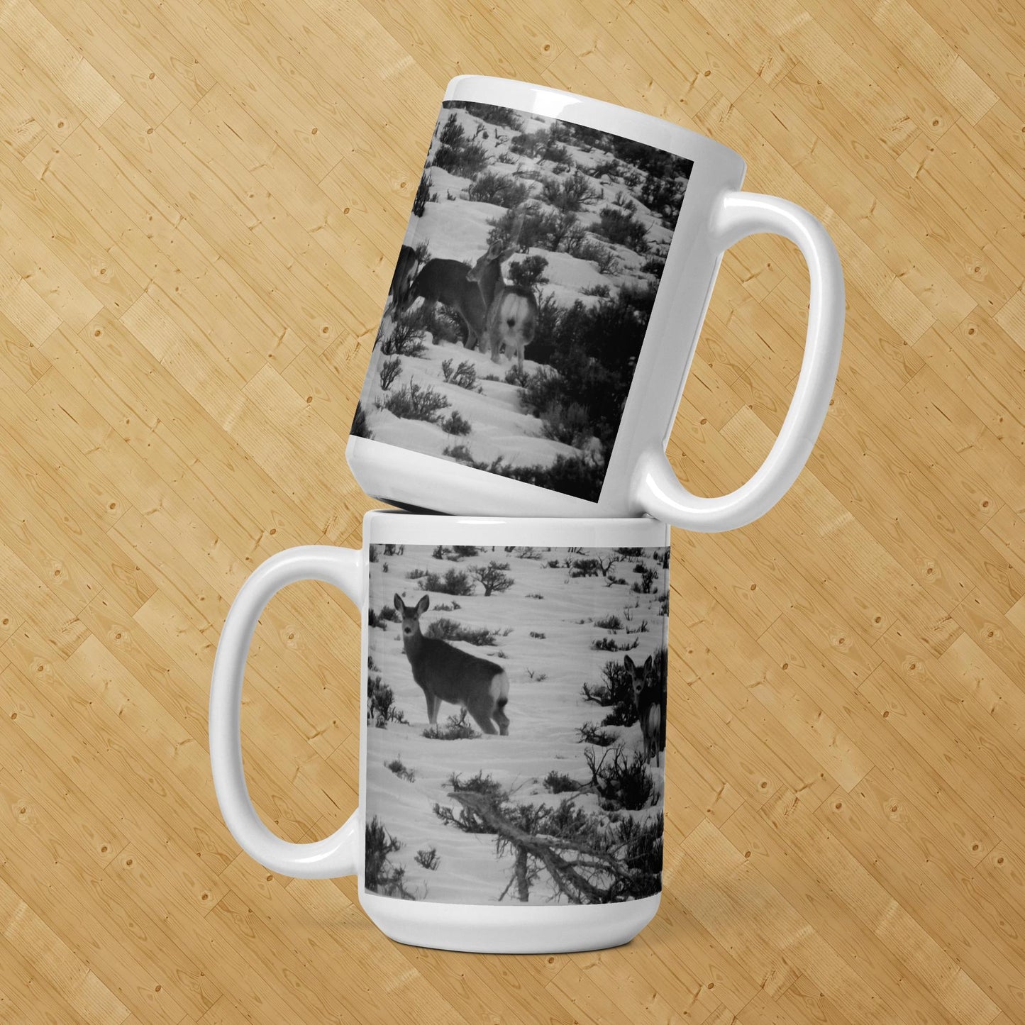 Mule Deer White glossy mug