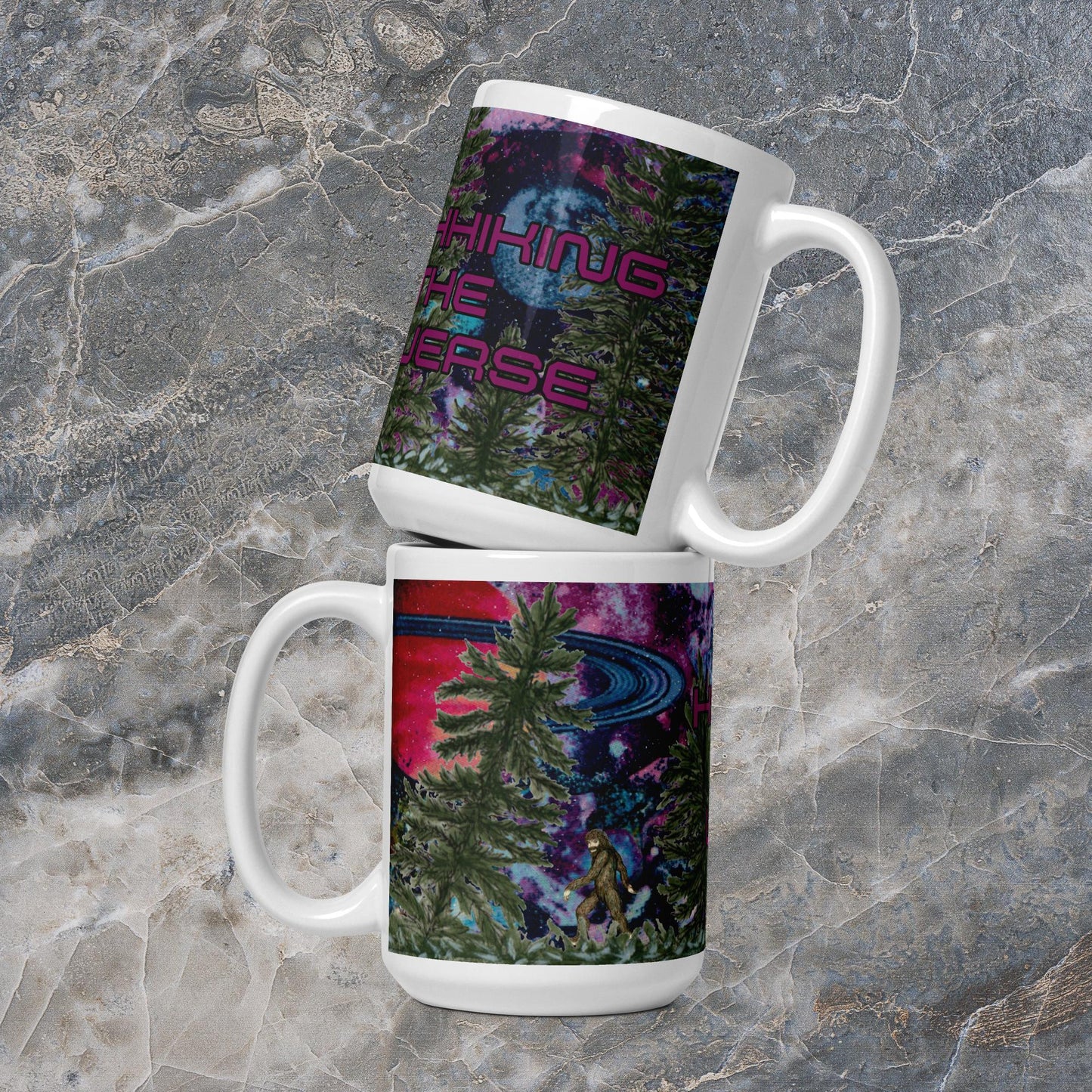 Hitchhiking the Universe 1 White glossy mug