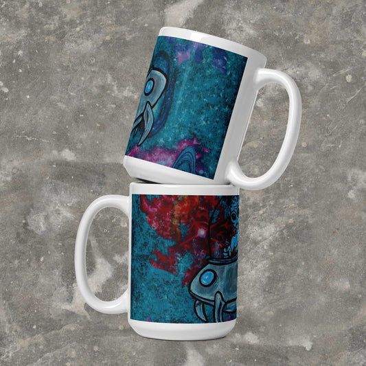 Space Invader White glossy mug