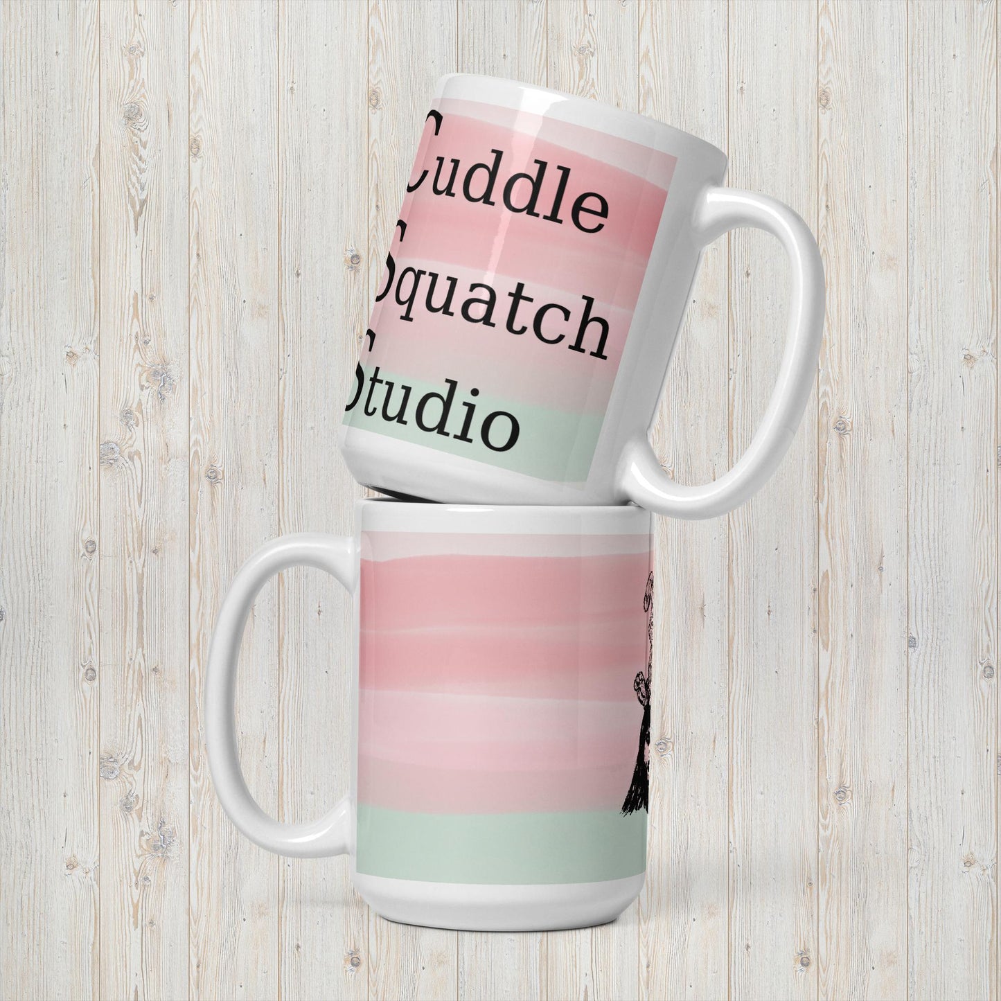 Cuddle Squatch Studio White glossy mug