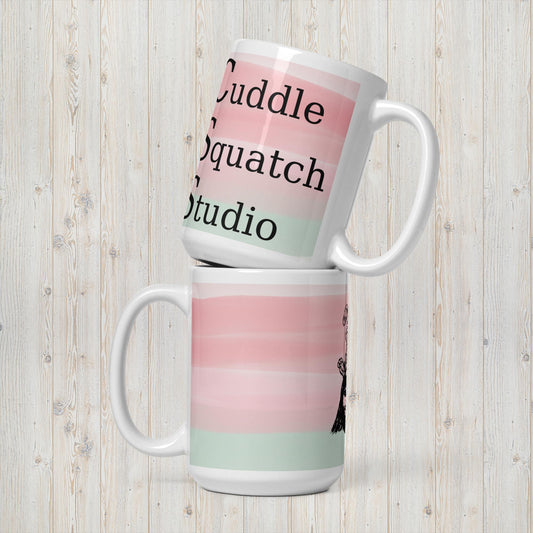 Cuddle Squatch Studio White glossy mug