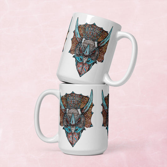 Triceratops White glossy mug